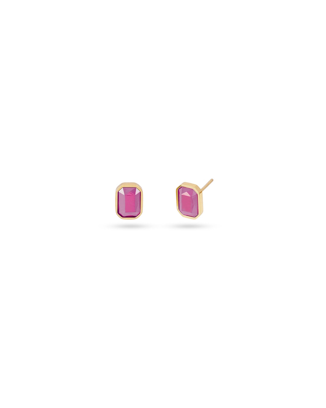 Rectangle Colour Stone Stud Earrings | Gold Colourful Studs