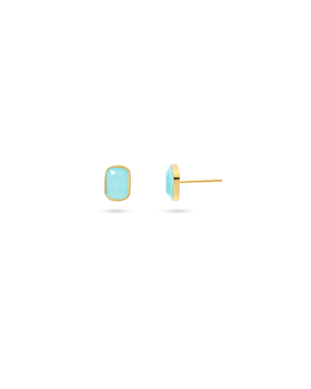 Rectangle Colour Stone Stud Earrings | Gold Colourful Studs