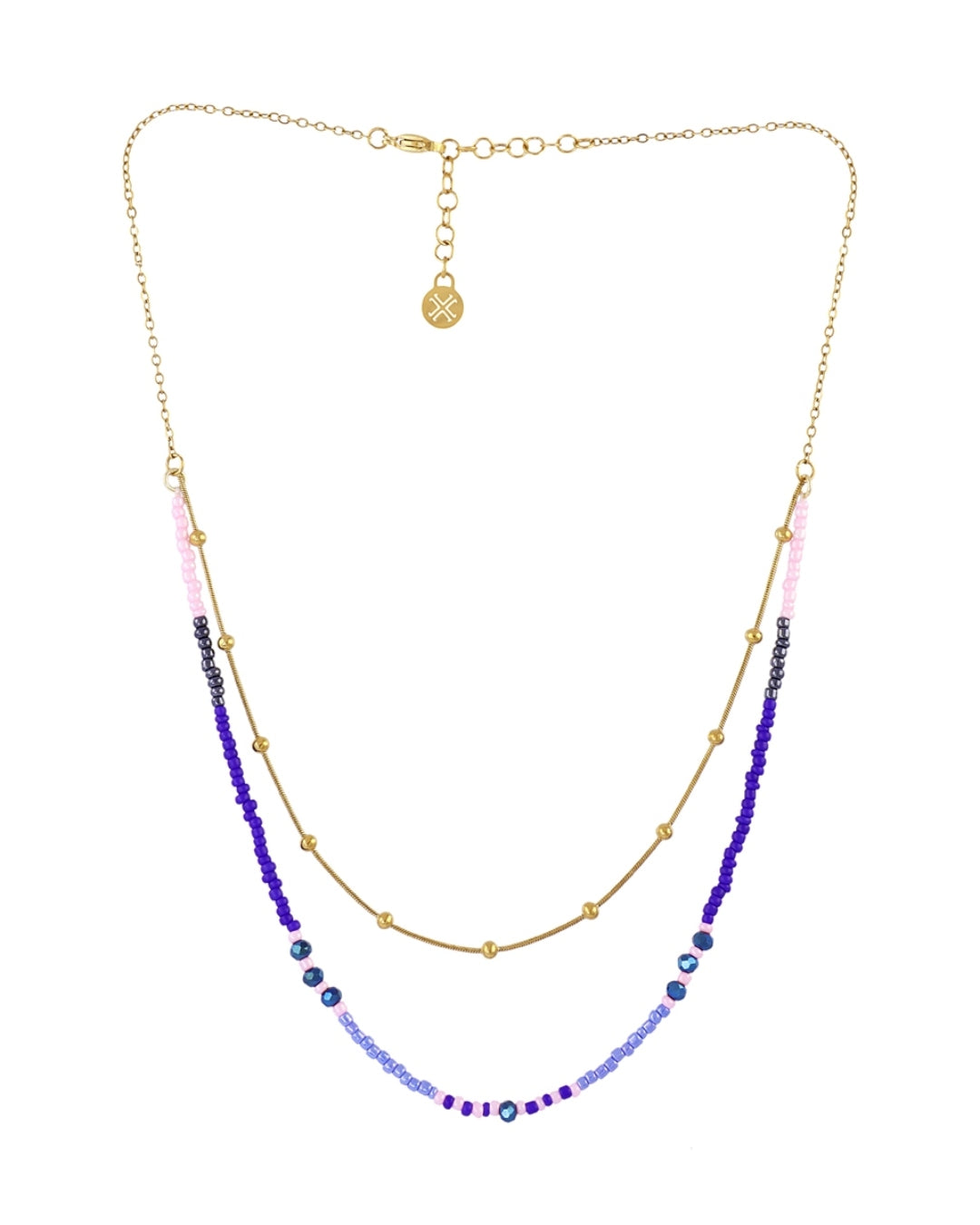 Steel Colourful Beaded Double Layer Necklace | Anartxy