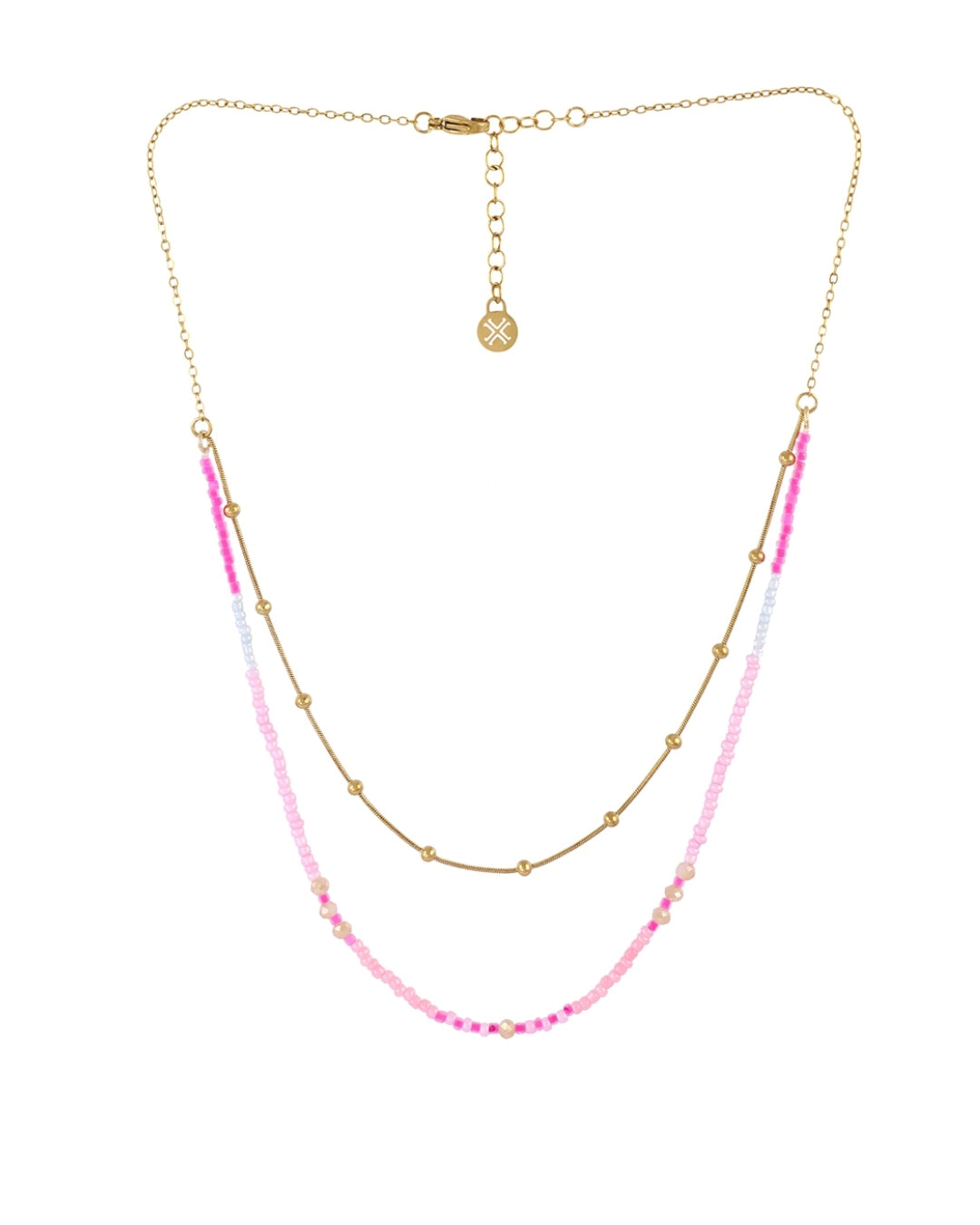 Steel Colourful Beaded Double Layer Necklace | Anartxy