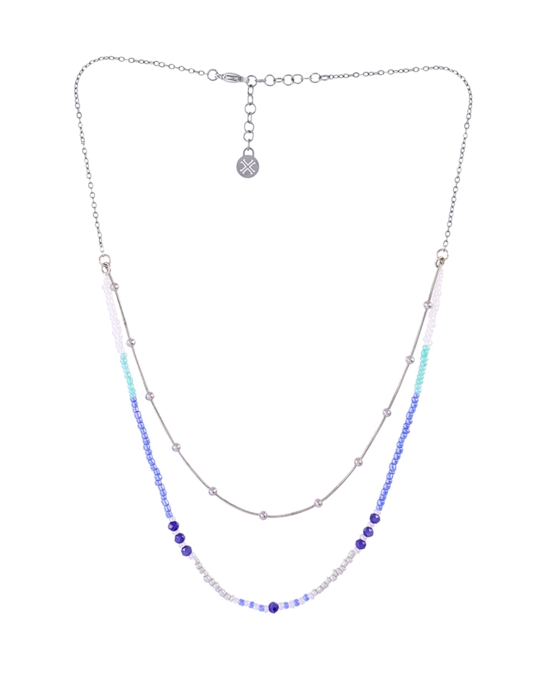 Steel Colourful Beaded Double Layer Necklace | Anartxy