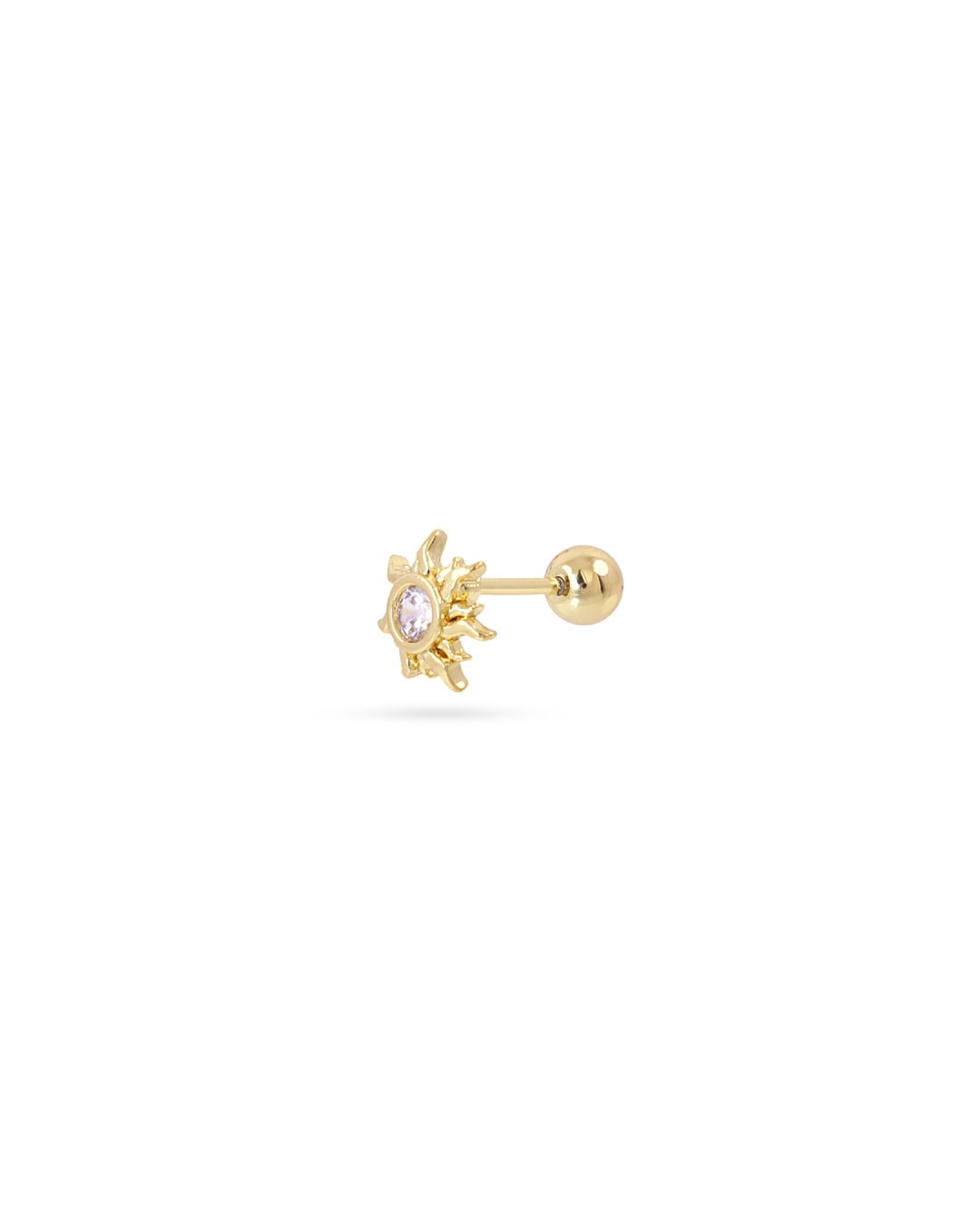Steel Crystal Sun Ball Back Single Stud Earring | Anartxy
