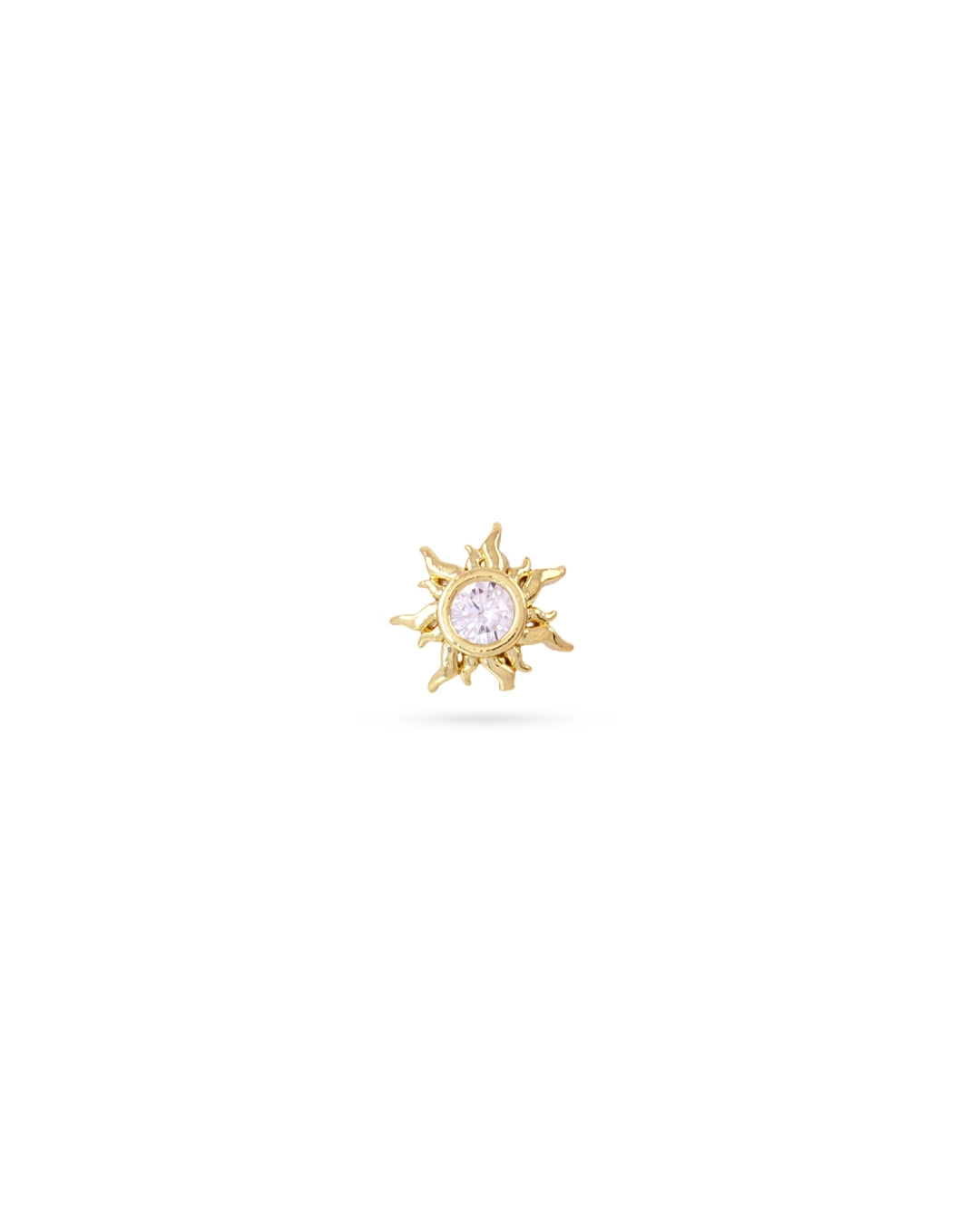 Steel Crystal Sun Ball Back Single Stud Earring | Anartxy