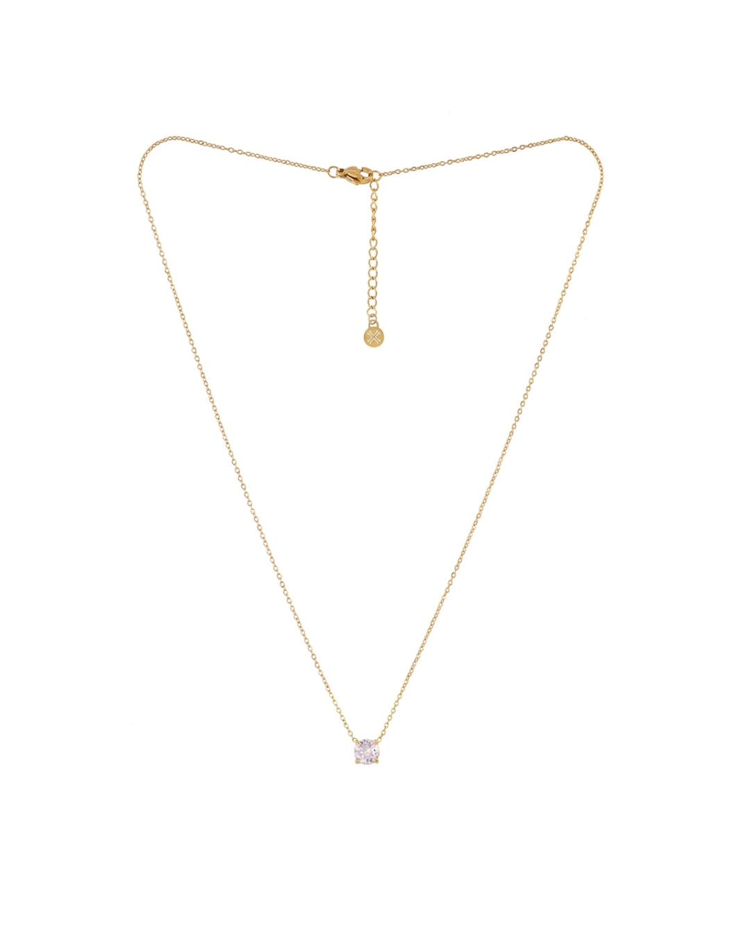 Steel Dainty Round Stone Necklace | Anartxy