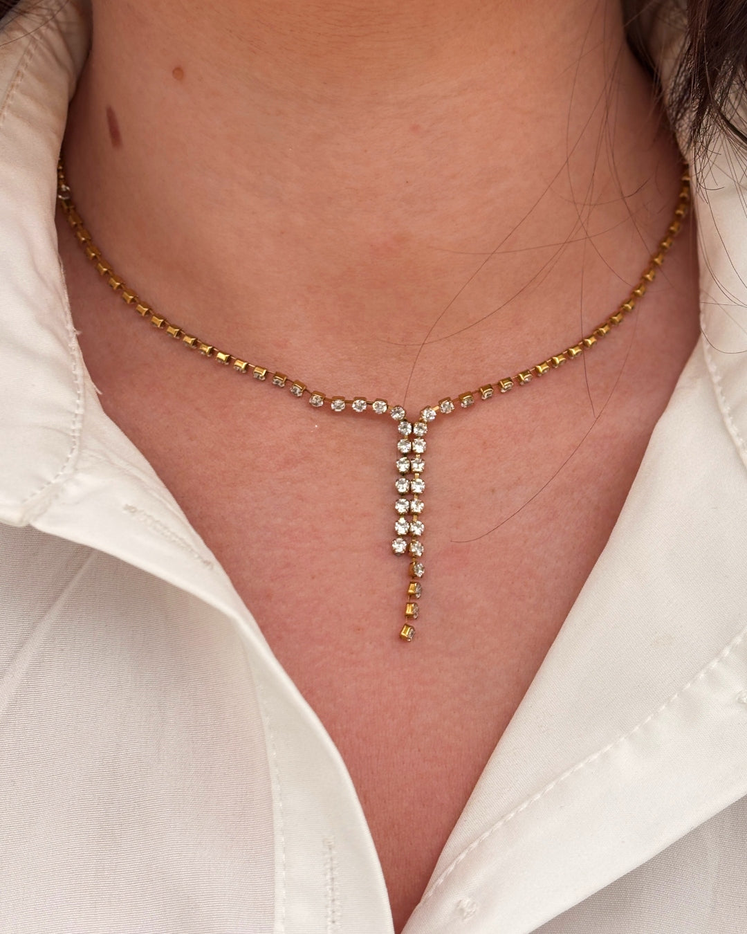 Steel Double Strand Lariat Necklace | Anartxy