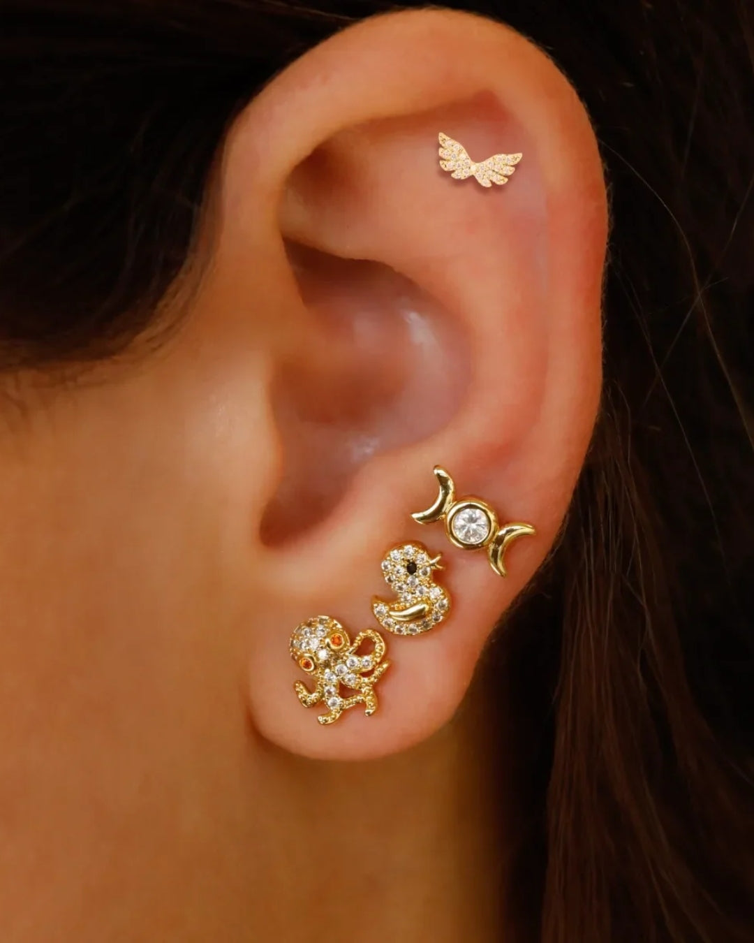 Steel Duck Flat Back Single Stud Earring | Anartxy