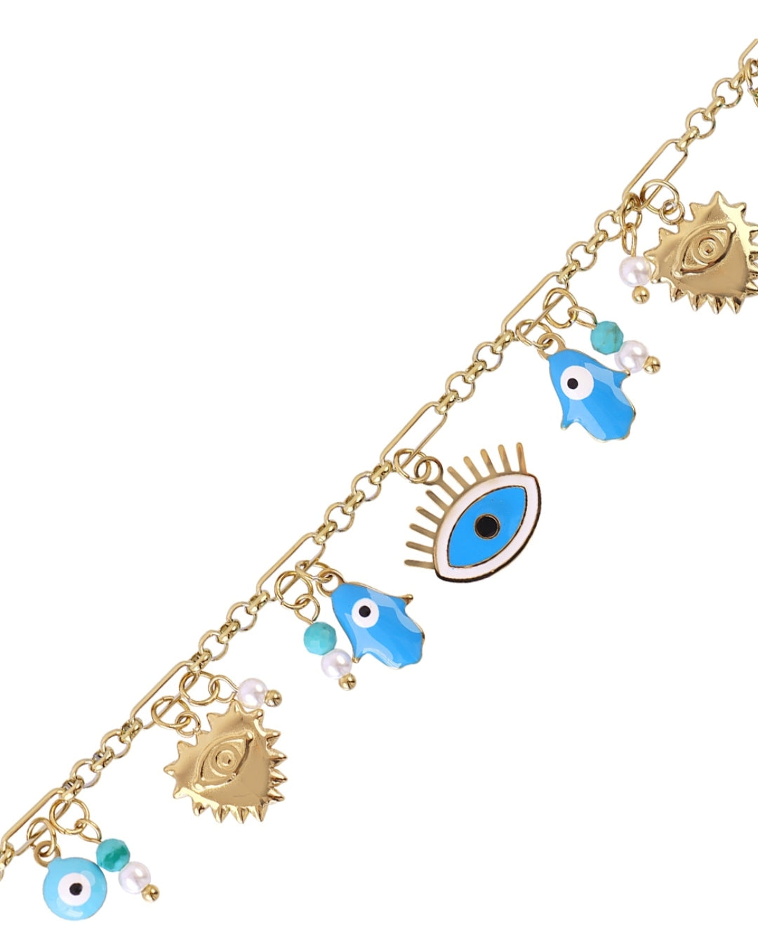 Steel Evil Eye Charm Bracelet | Anartxy