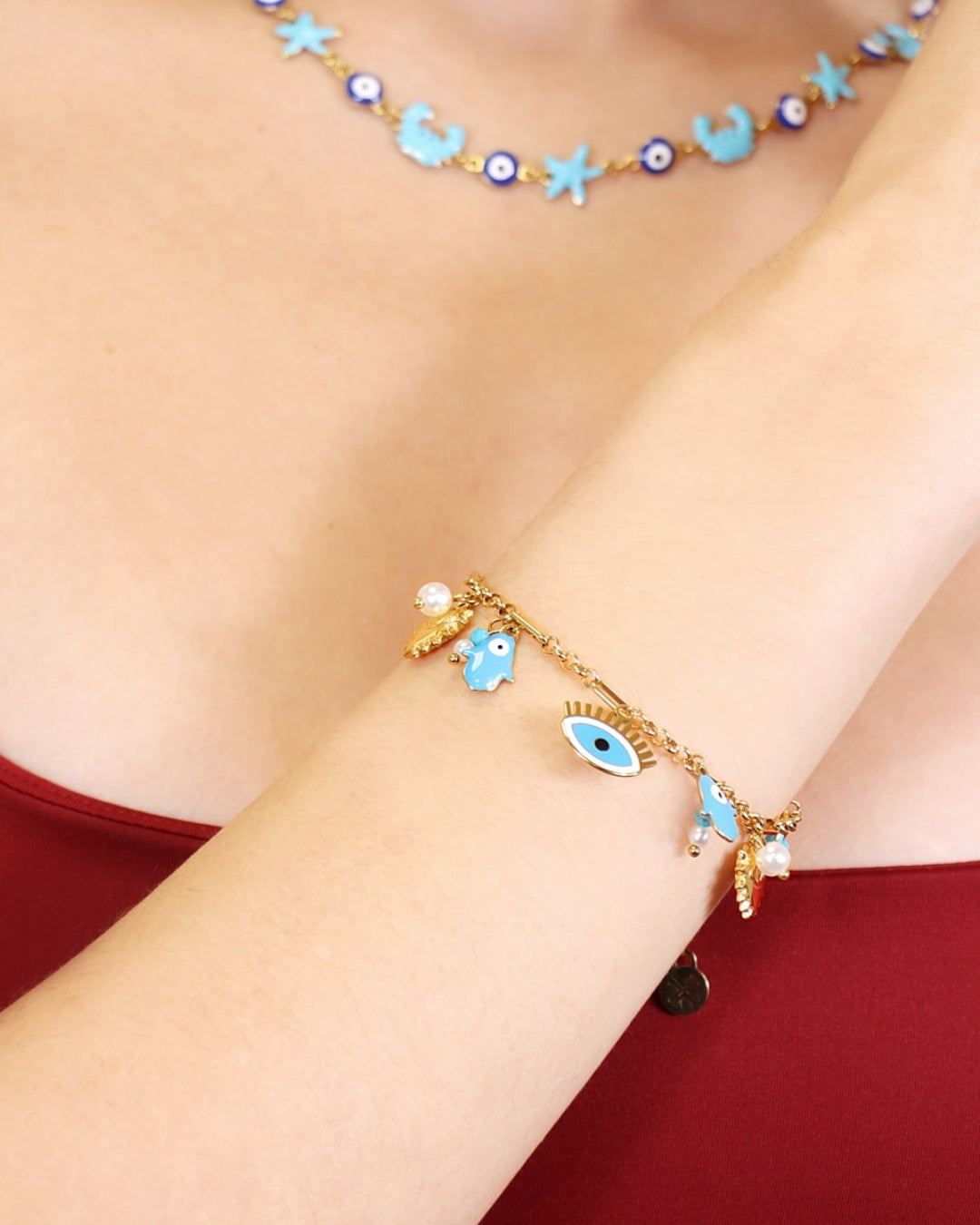 Steel Evil Eye Charm Bracelet | Anartxy