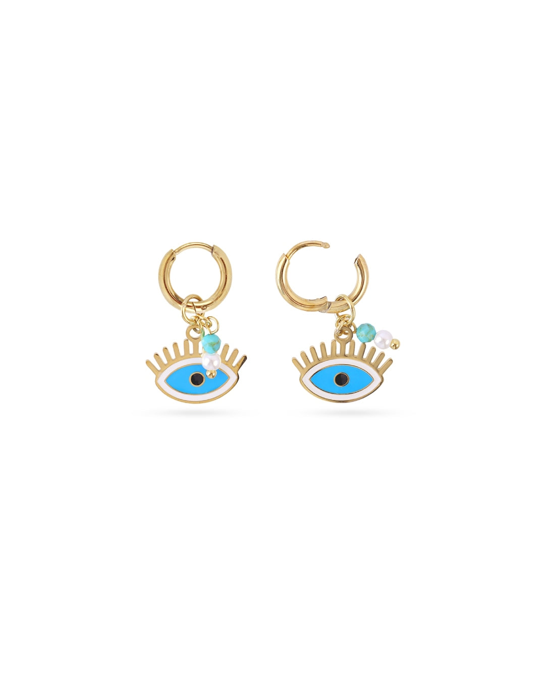Steel Evil Eye Charm Earrings | Anartxy