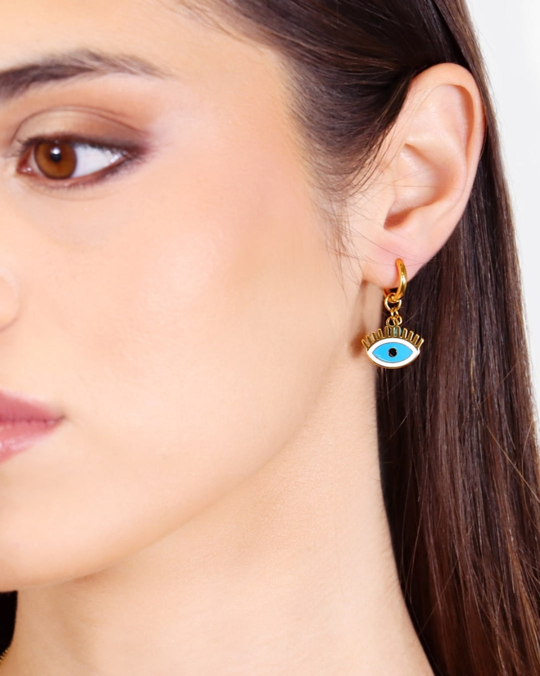 Steel Evil Eye Charm Earrings | Anartxy
