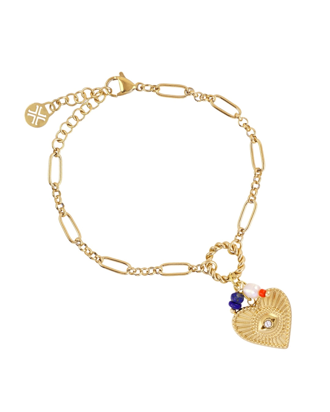 Steel Evil Eye Heart Charm Bracelet | Anartxy