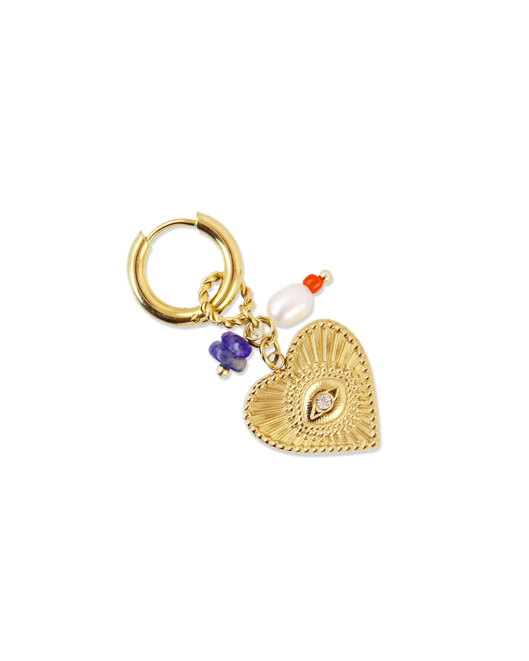Steel Evil Eye Heart Charm Earrings | Anartxy