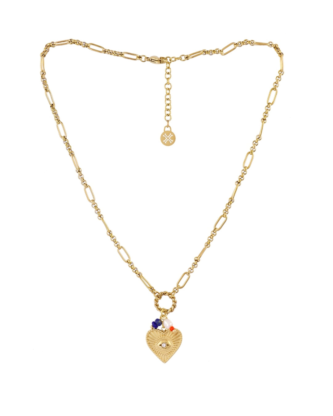Steel Evil Eye Heart Charm Necklace | Anartxy