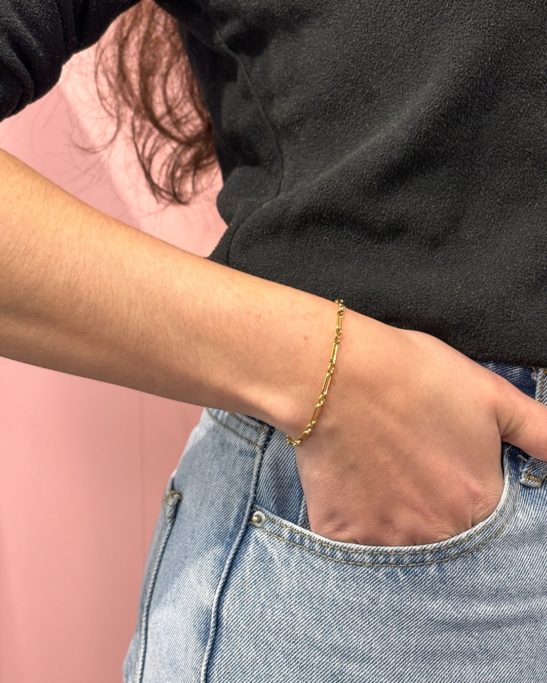 Steel Round Link Figaro Bracelet | Anartxy