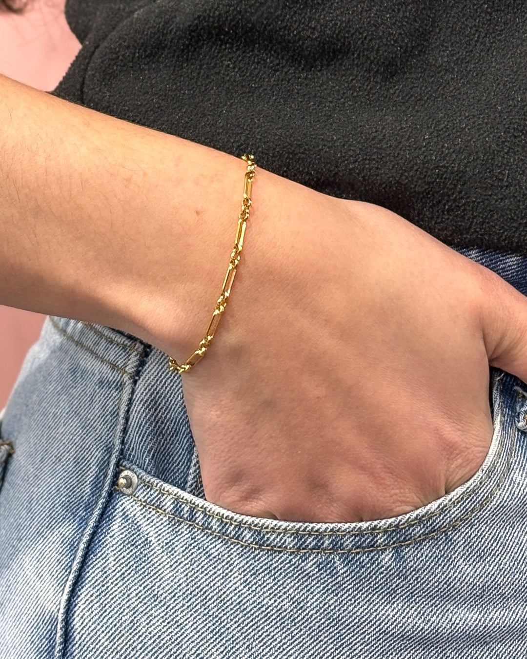 Steel Round Link Figaro Bracelet | Anartxy