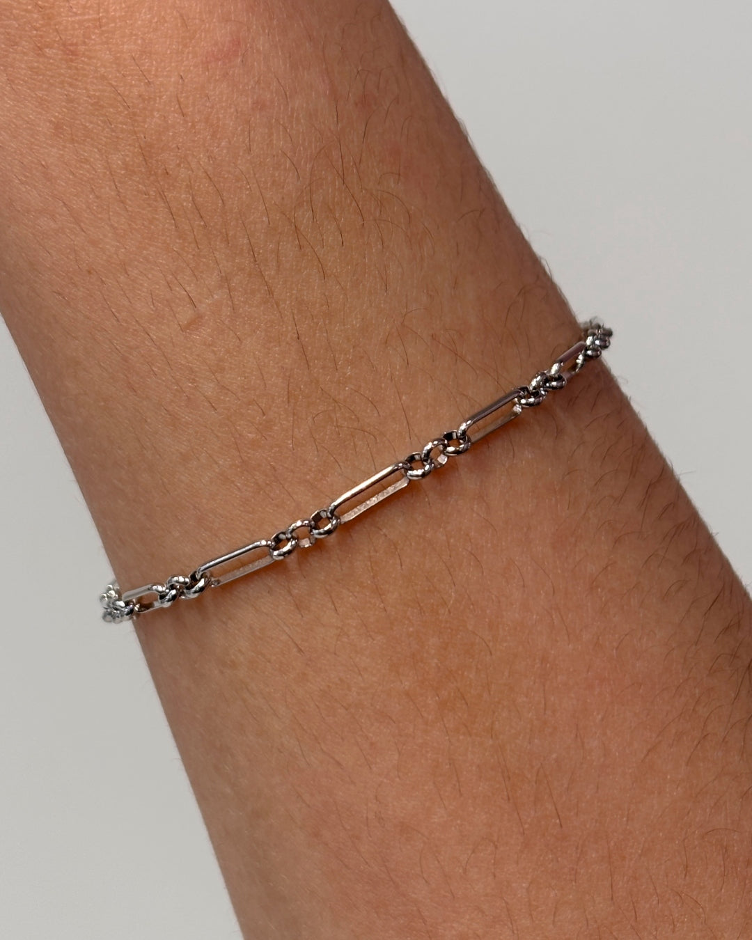 Steel Round Link Figaro Bracelet | Anartxy