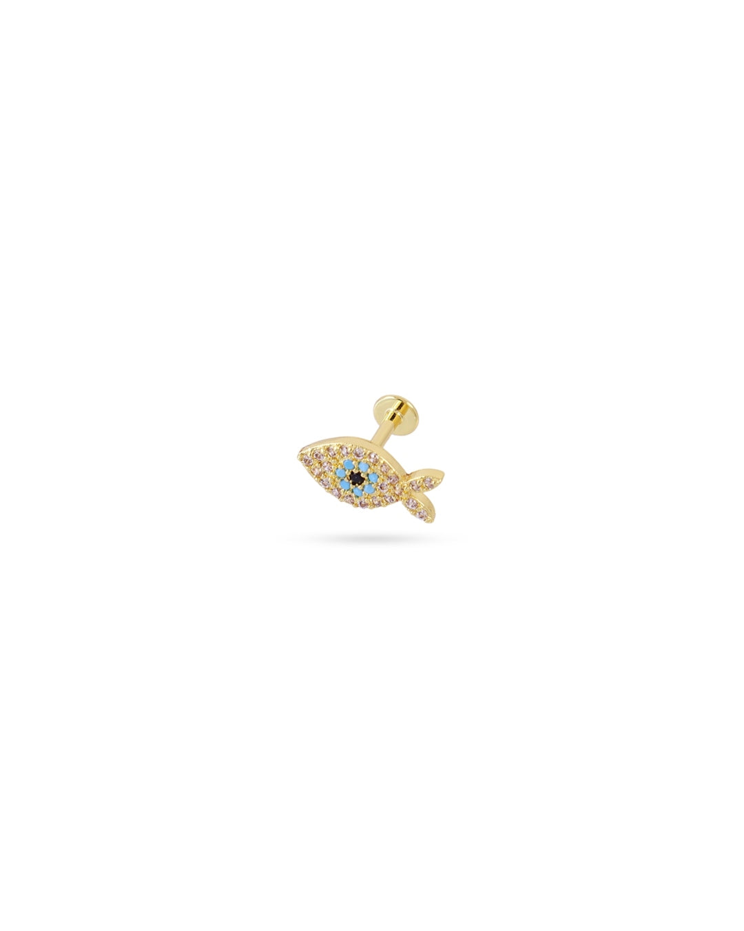 Steel Fish Flat Back Single Stud Earring | Anartxy