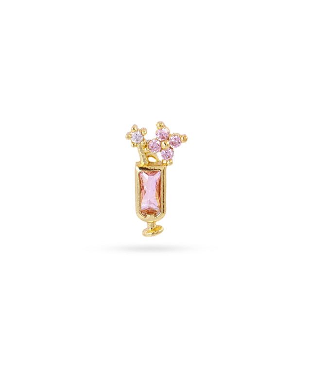Steel Flower Bouquet Ball Back Single Stud Earring | Anartxy