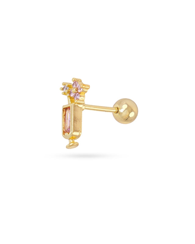 Steel Flower Bouquet Ball Back Single Stud Earring | Anartxy