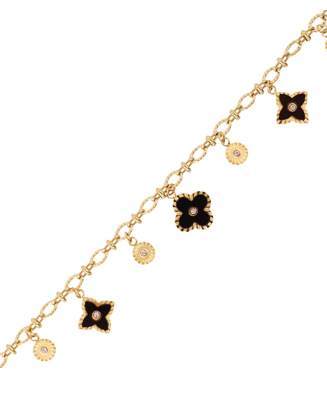 Steel Flower Detail Charm Bracelet | Anartxy
