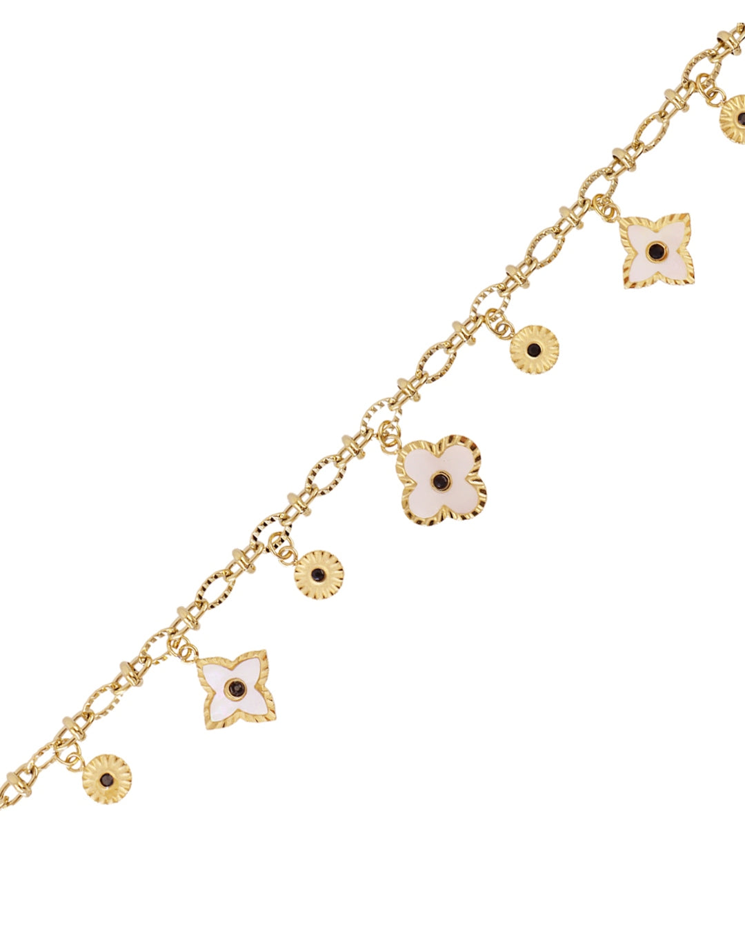 Steel Flower Detail Charm Bracelet | Anartxy