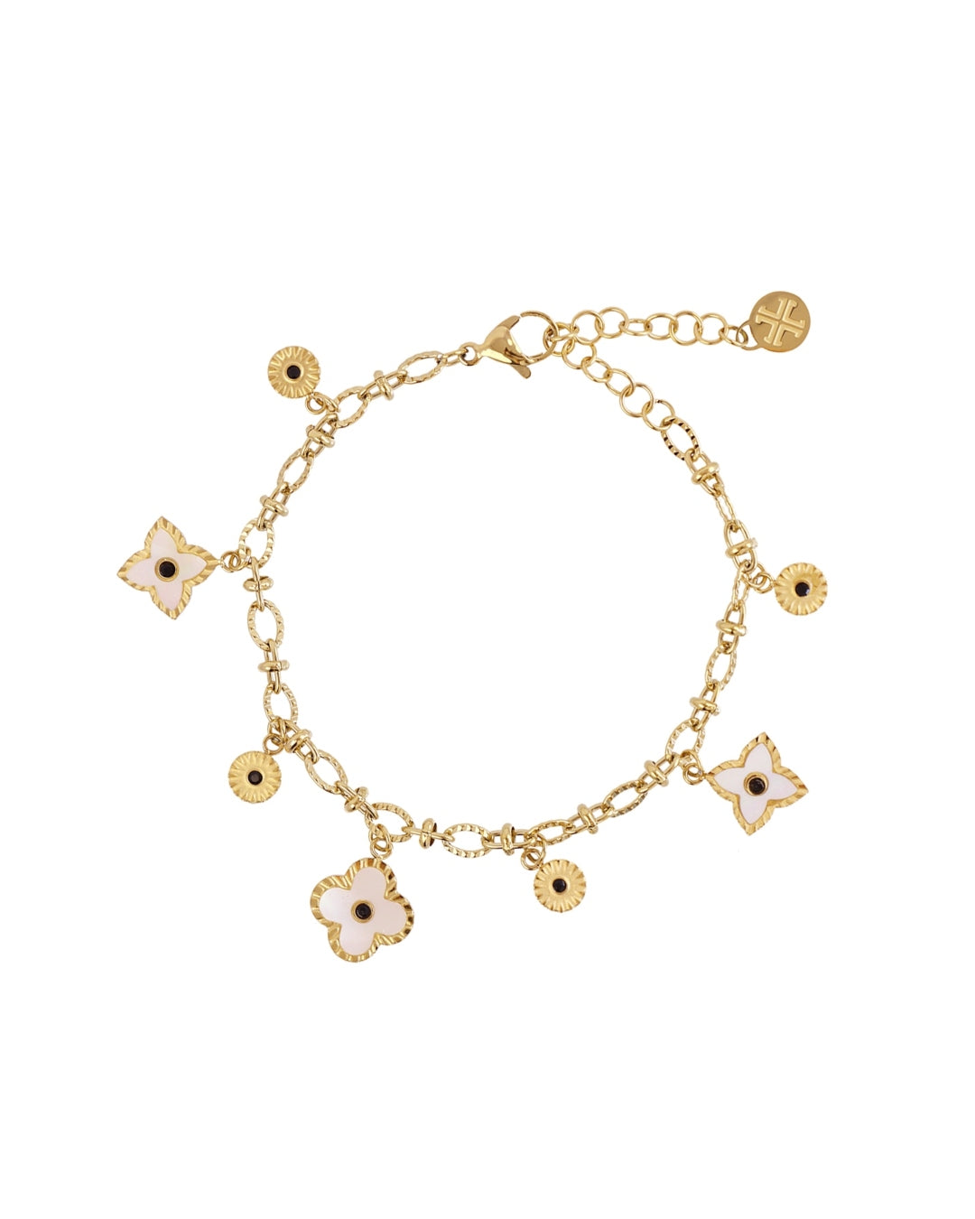 Steel Flower Detail Charm Bracelet | Anartxy