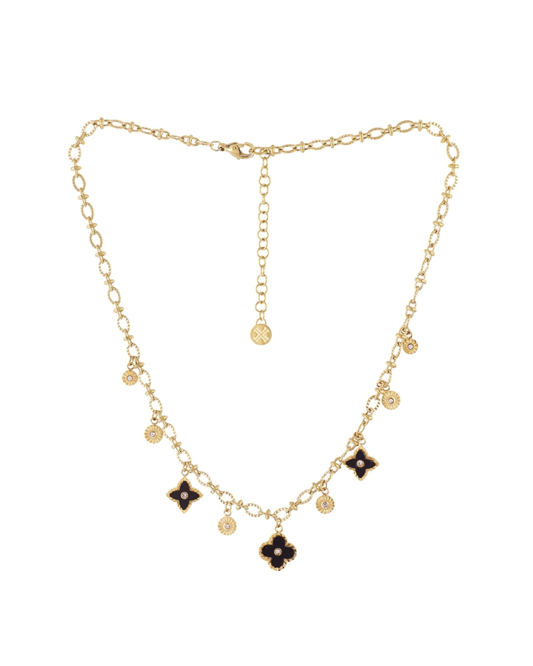 Steel Flower Detail Charm Necklace | Anartxy