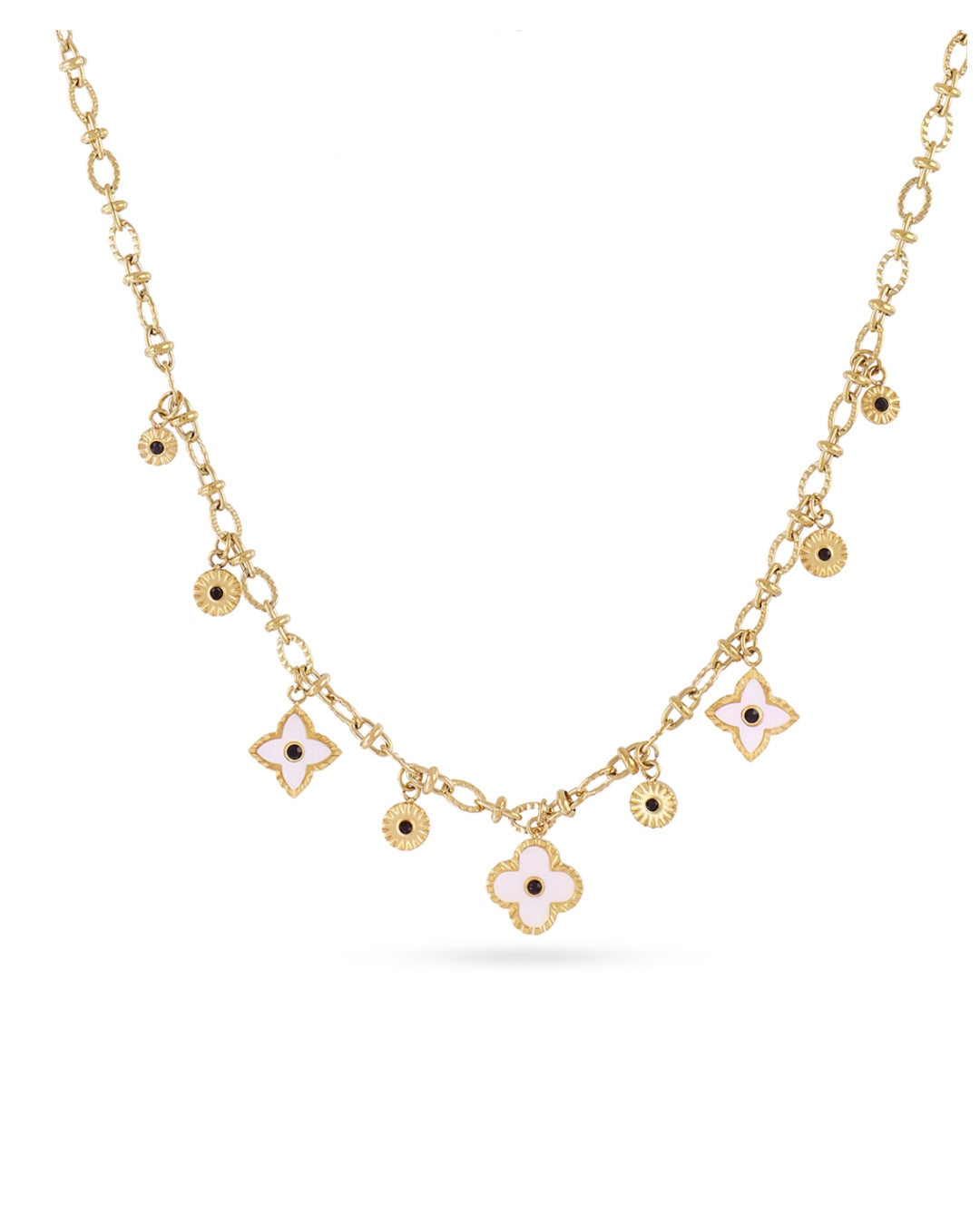 Steel Flower Detail Charm Necklace | Anartxy