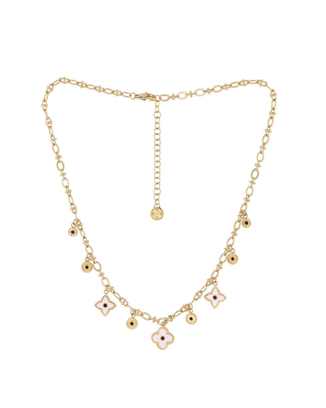 Steel Flower Detail Charm Necklace | Anartxy