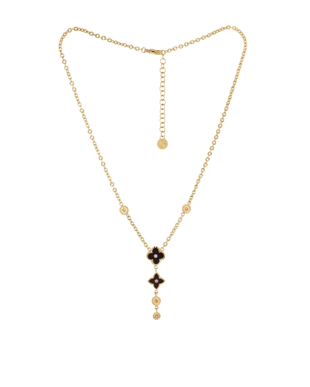 Steel Flower Detail Lariat Necklace | Anartxy