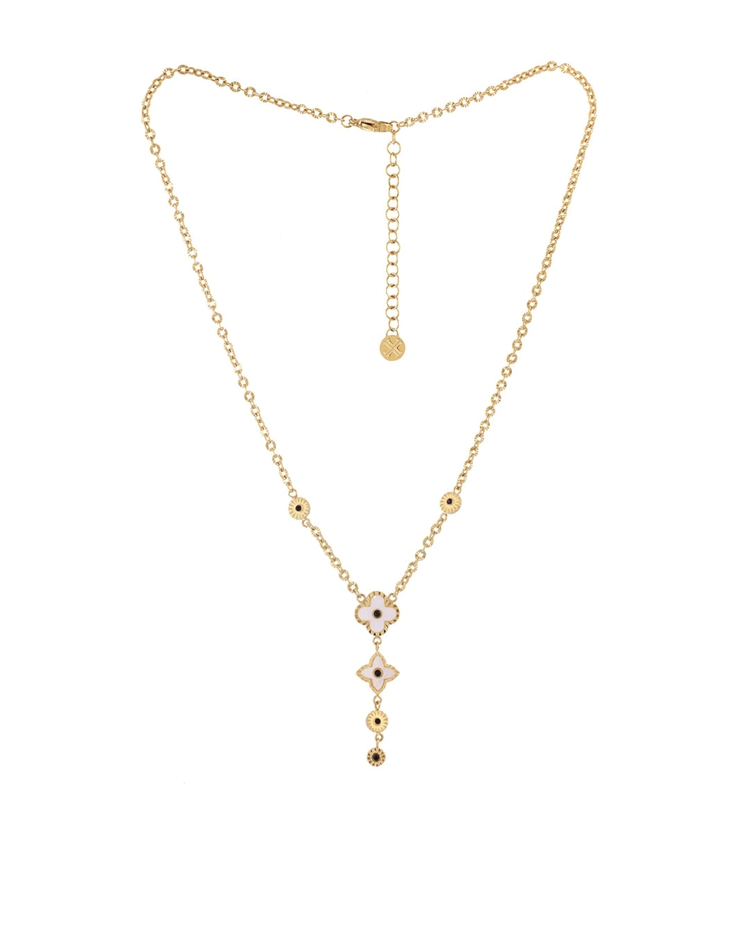 Steel Flower Detail Lariat Necklace | Anartxy