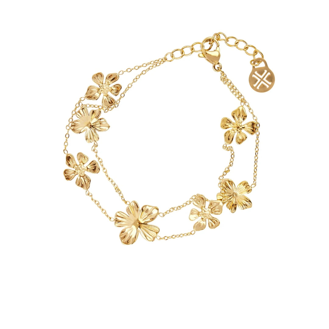 Steel Flower Double Chain Bracelet | Anartxy
