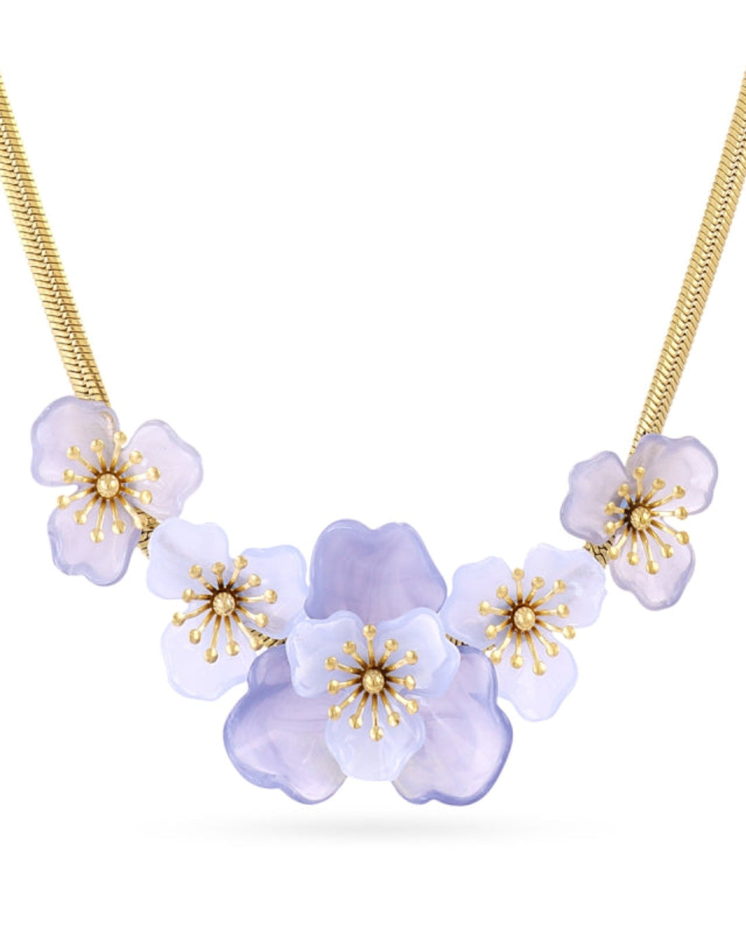 Steel Flower Herringbone Necklace | Bloom | Anartxy