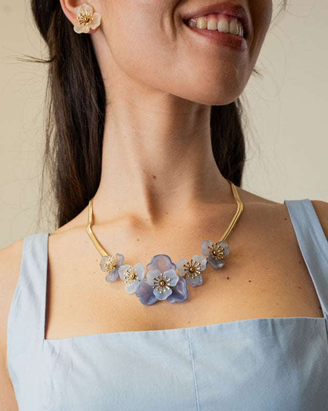 Steel Flower Herringbone Necklace | Bloom | Anartxy