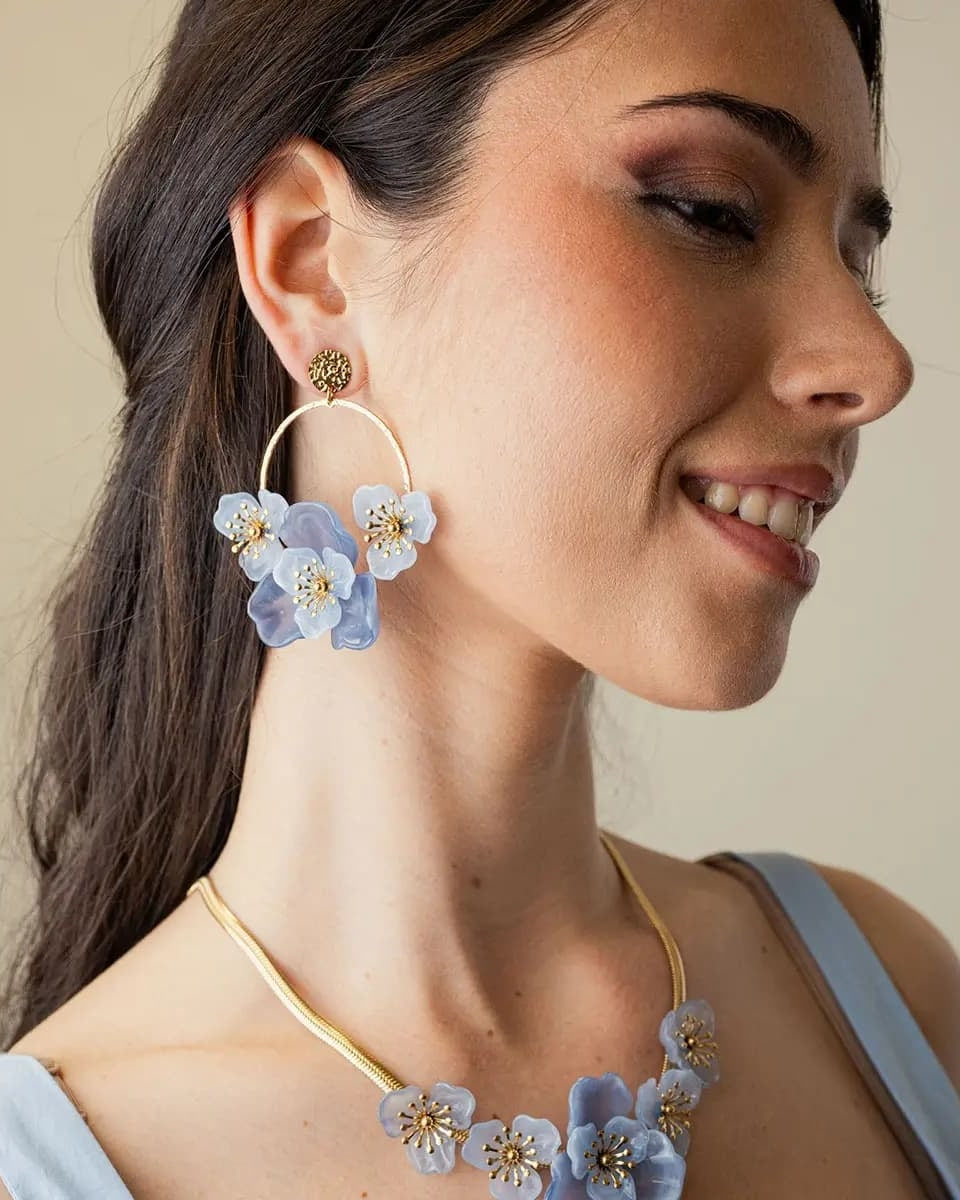 Steel Flower Herringbone Necklace | Bloom | Anartxy