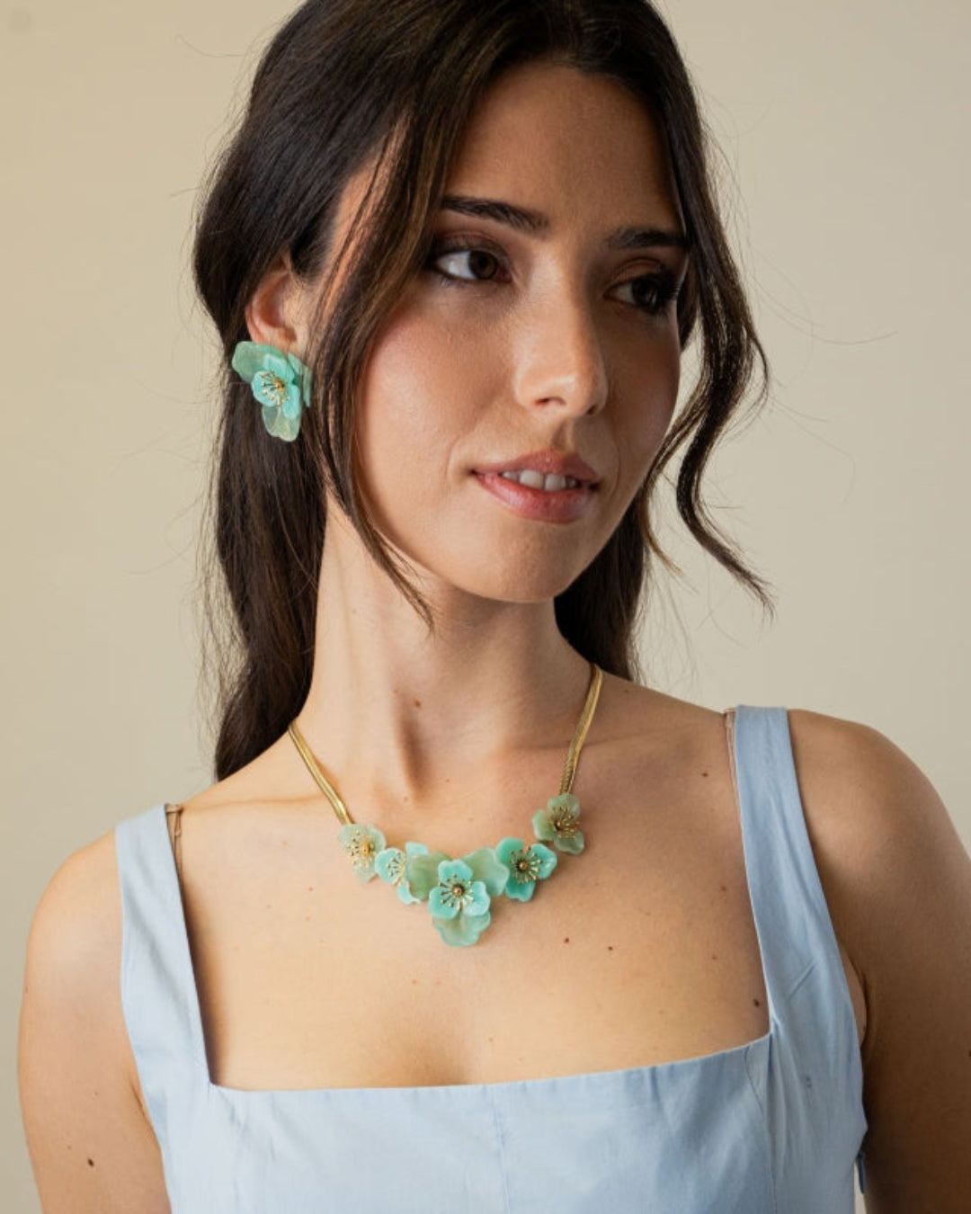 Steel Flower Herringbone Necklace | Bloom | Anartxy