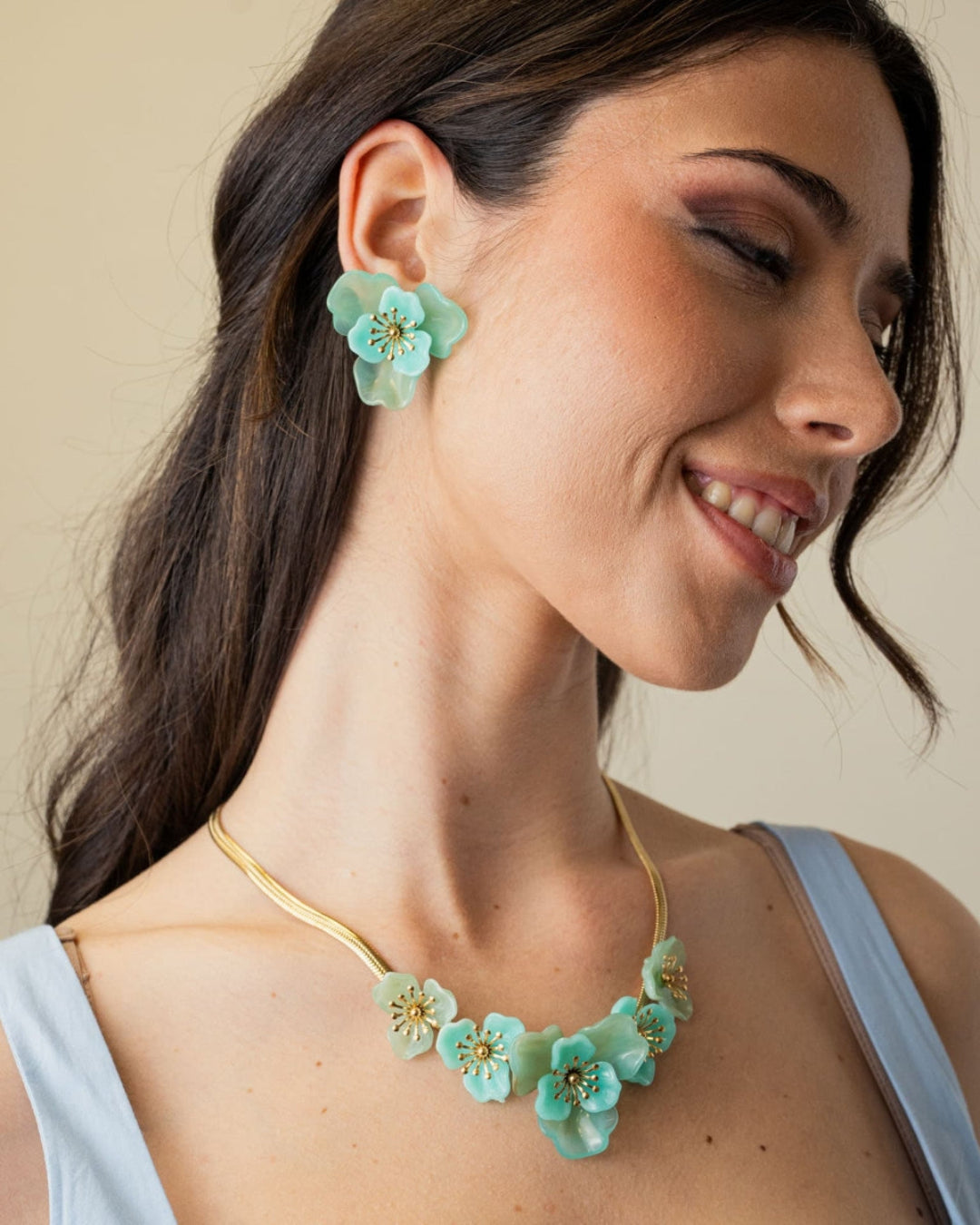 Steel Flower Herringbone Necklace | Bloom | Anartxy