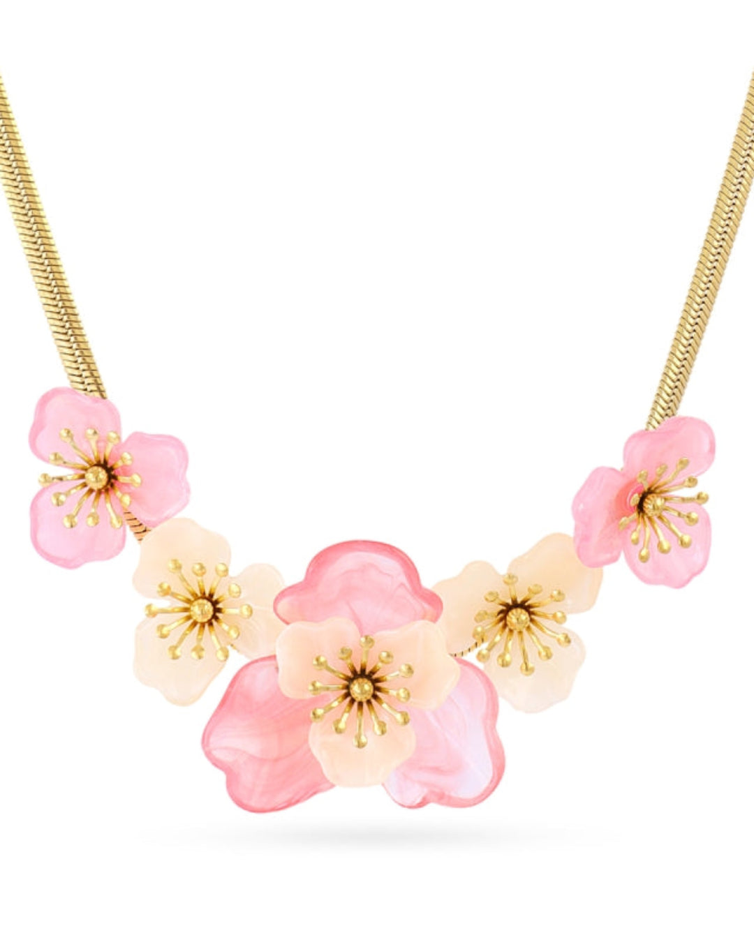 Steel Flower Herringbone Necklace | Bloom | Anartxy