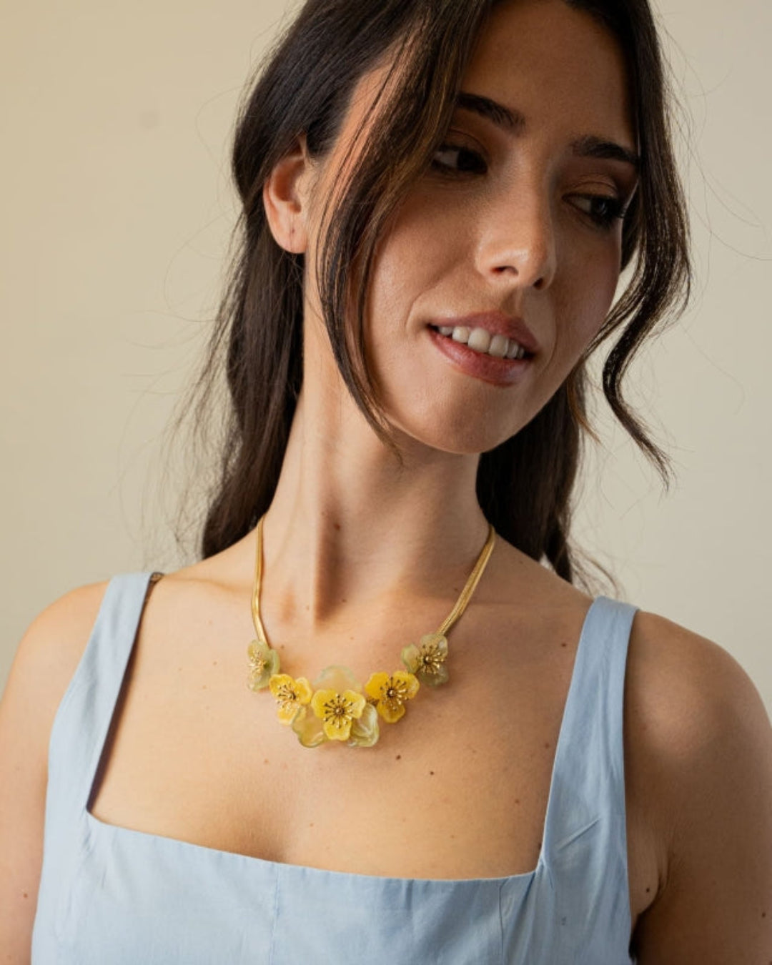 Steel Flower Herringbone Necklace | Bloom | Anartxy