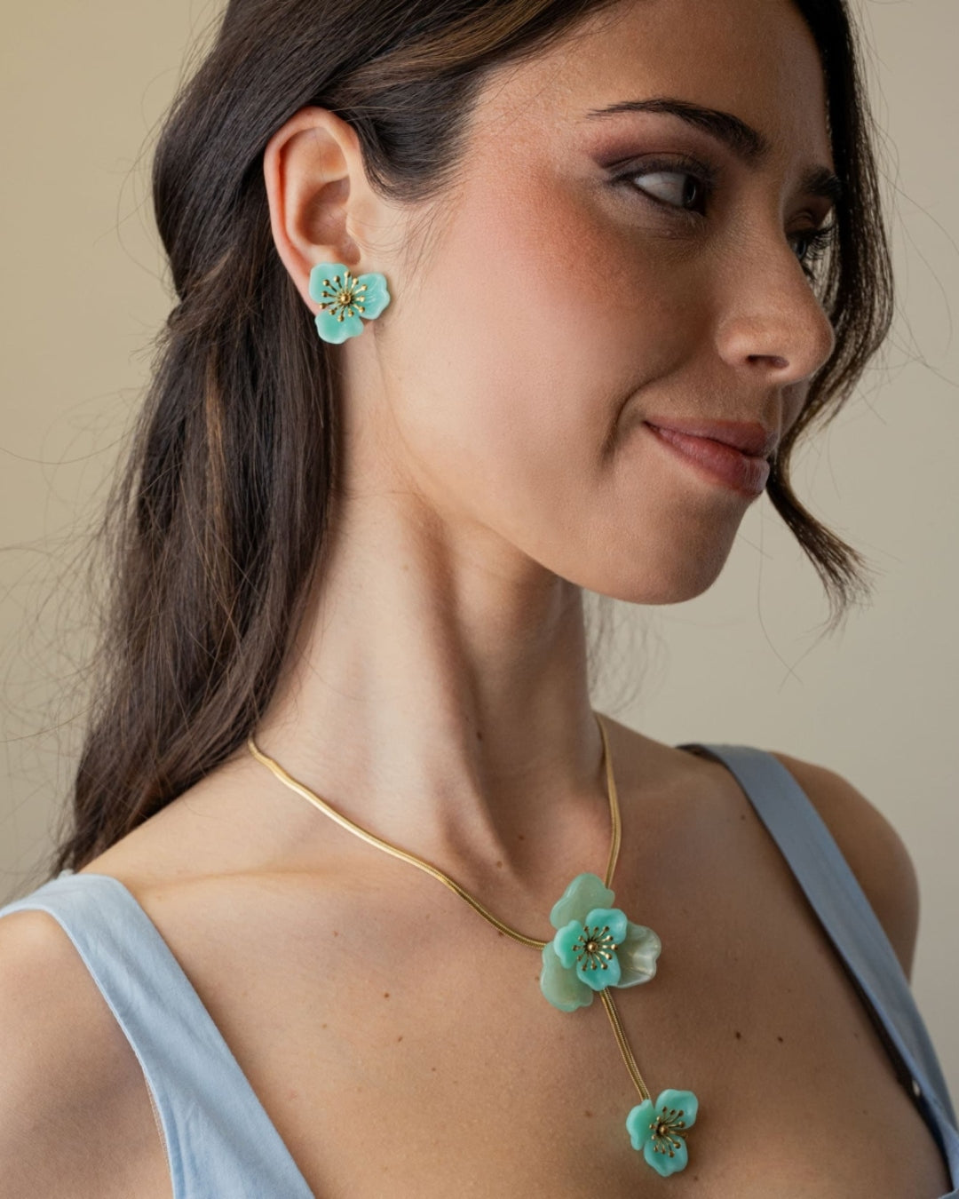 Steel Flower Lariat Necklace | Bloom | Anartxy