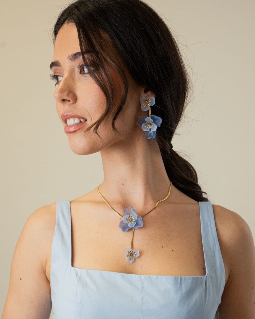 Steel Flower Lariat Necklace | Bloom | Anartxy