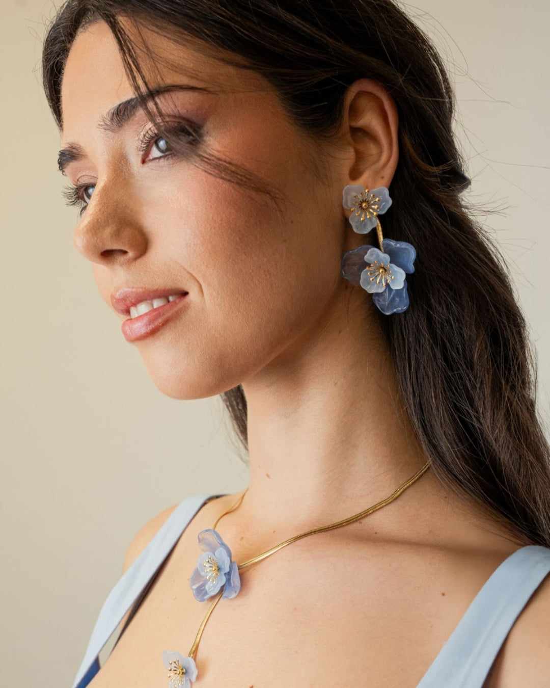 Steel Flower Lariat Necklace | Bloom | Anartxy
