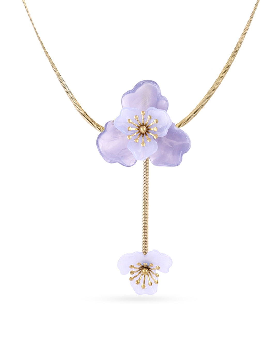 Steel Flower Lariat Necklace | Bloom | Anartxy