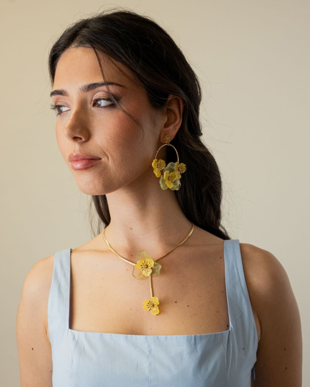 Steel Flower Lariat Necklace | Bloom | Anartxy