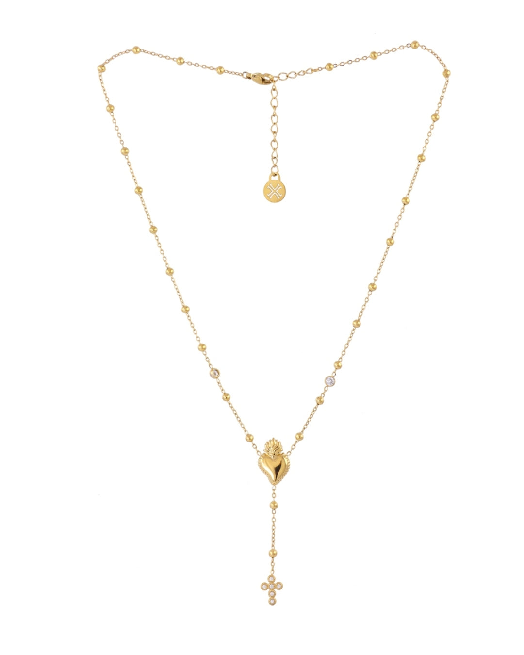 Steel Heart & Cross Lariat Necklace | Anartxy
