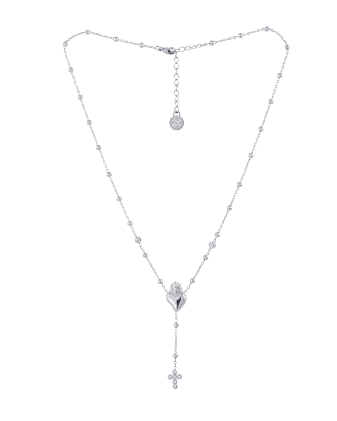 Steel Heart & Cross Lariat Necklace | Anartxy