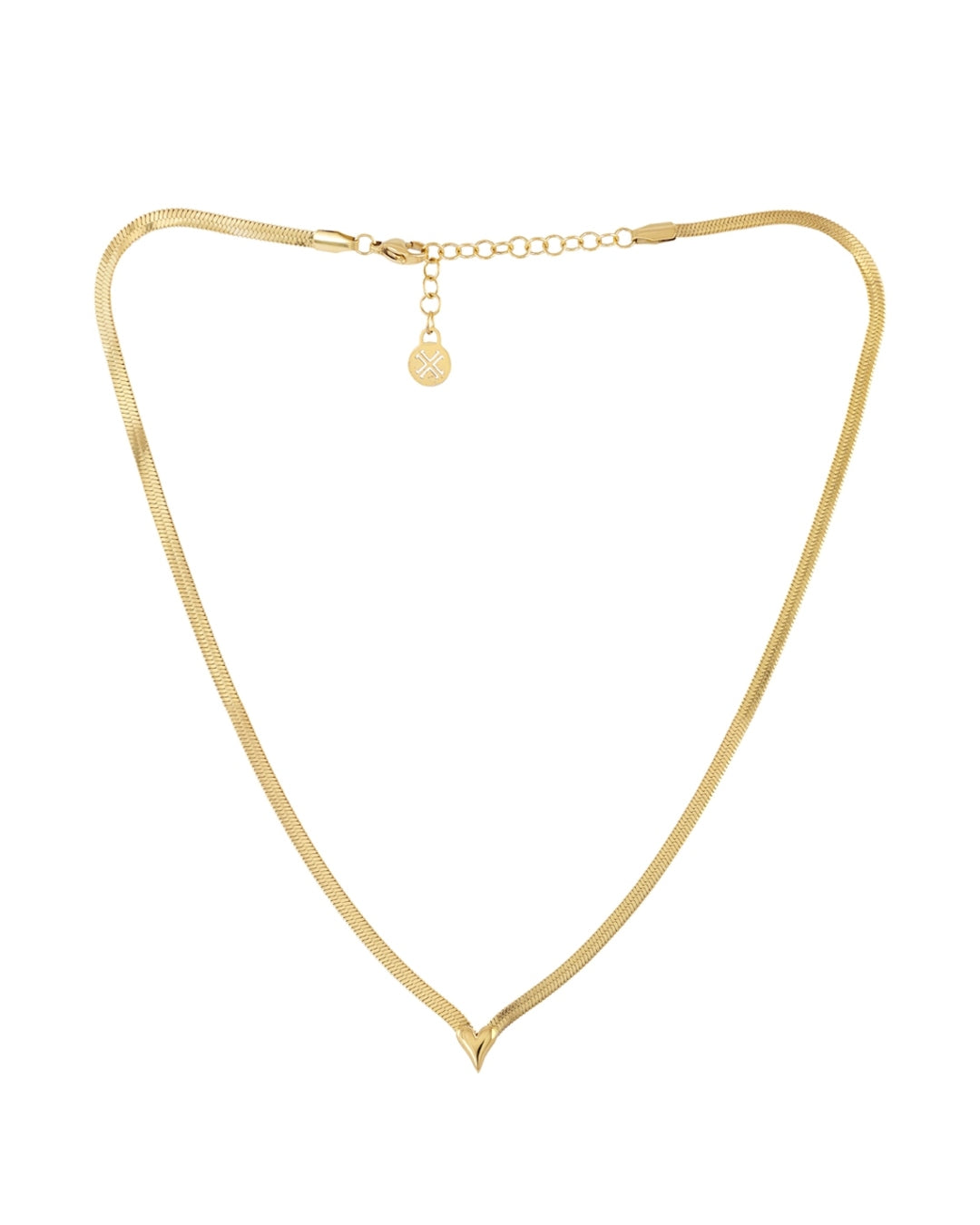 Steel Heart Detail Herringbone Chain Necklace | Anartxy