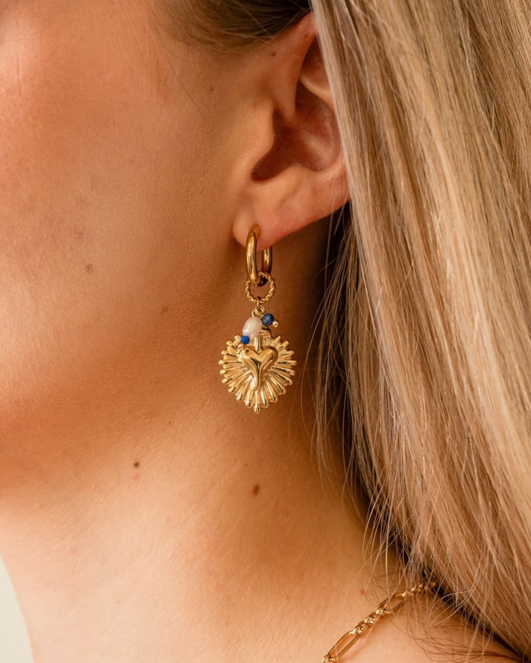 Steel Heart Disc Charm Earrings | Anartxy