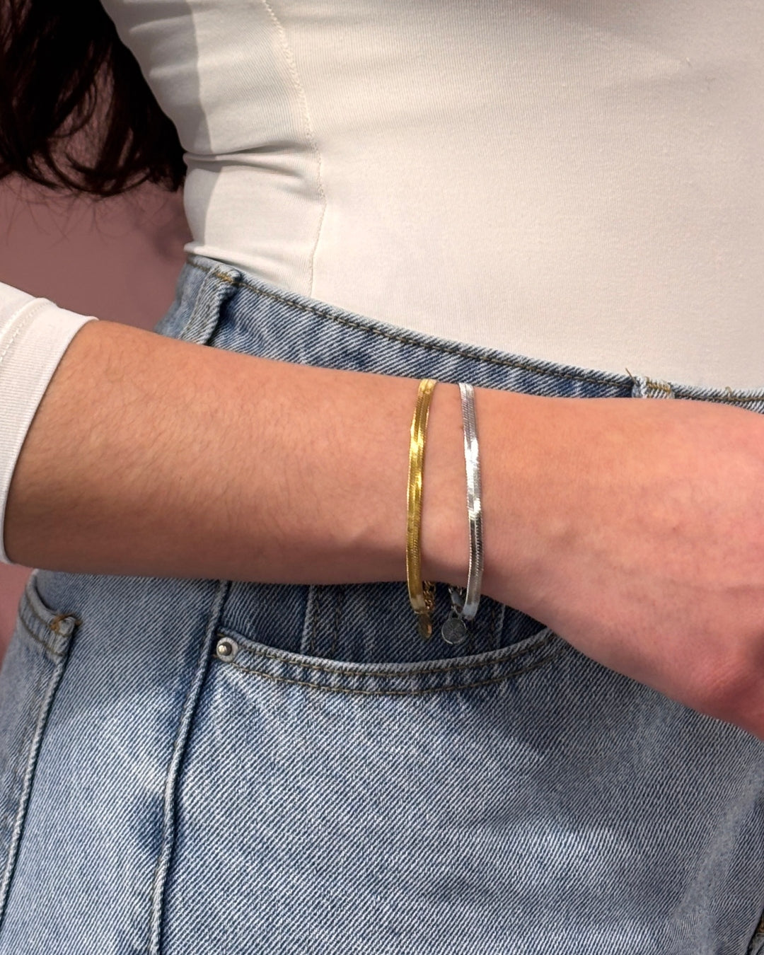 Steel Herringbone Chain Bracelet | Anartxy