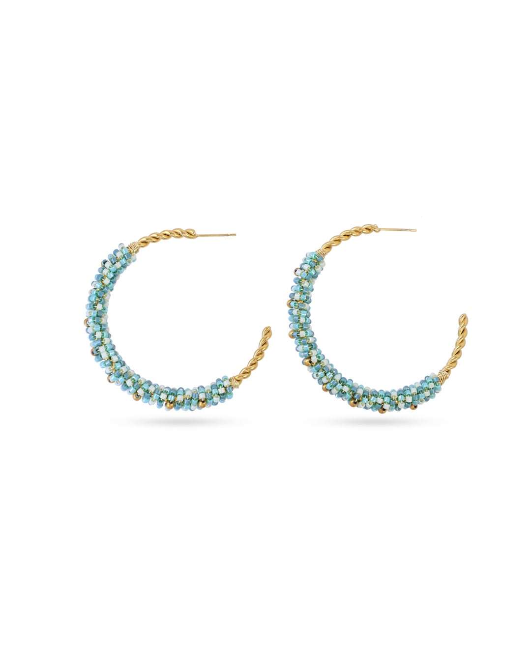 Steel Large Beaded Hoop Earrings | Anartxy